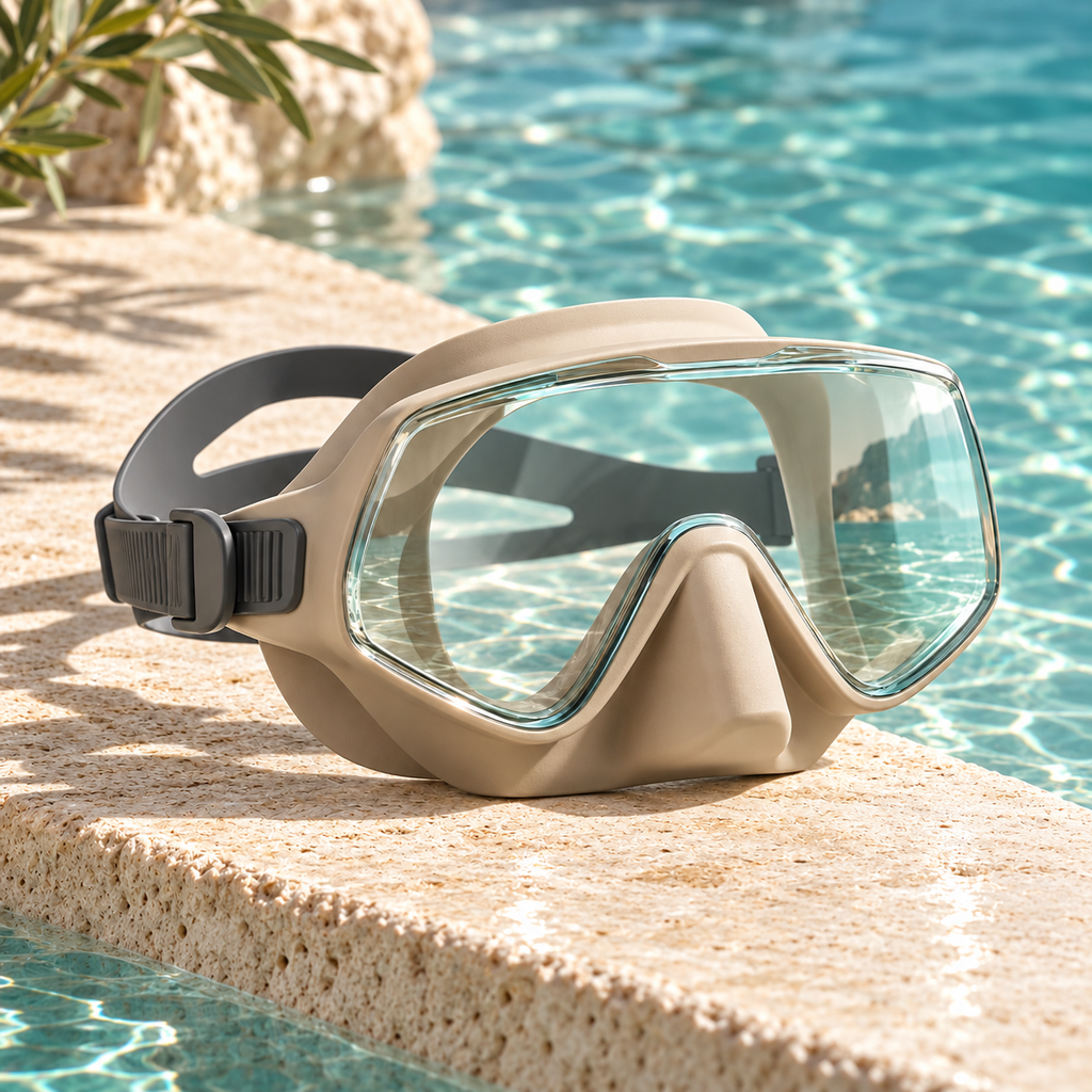 Sandstone Swim Mask – Single-Lens Design with Adjustable Strap