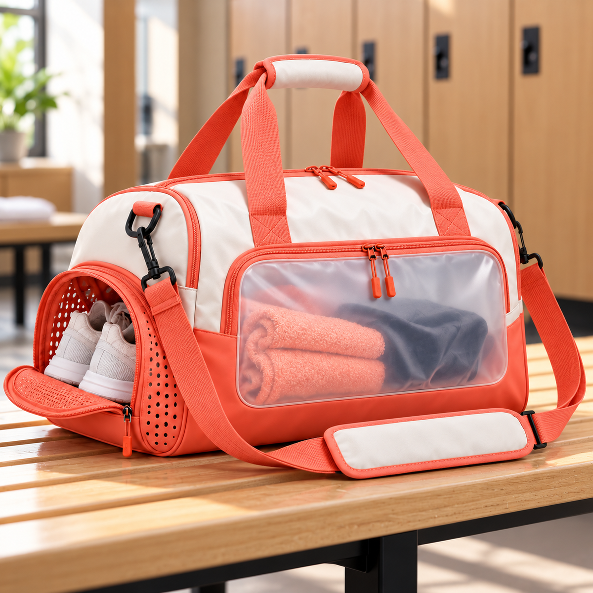 Coral Sport Swim & Gym Duffel Bag with Shoe Compartment