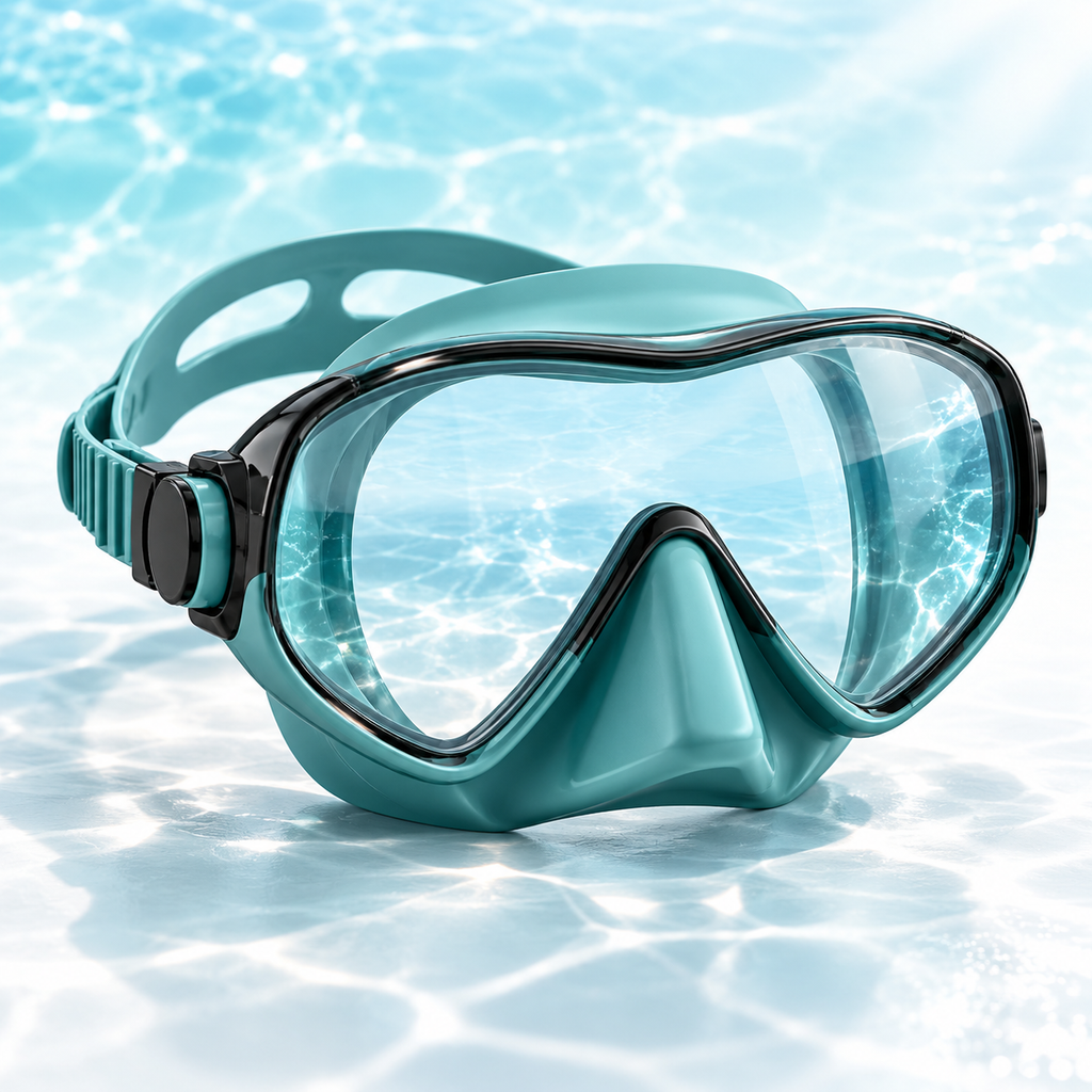 Lagoon Teal Swim Mask – Single-Lens Design with Adjustable Strap