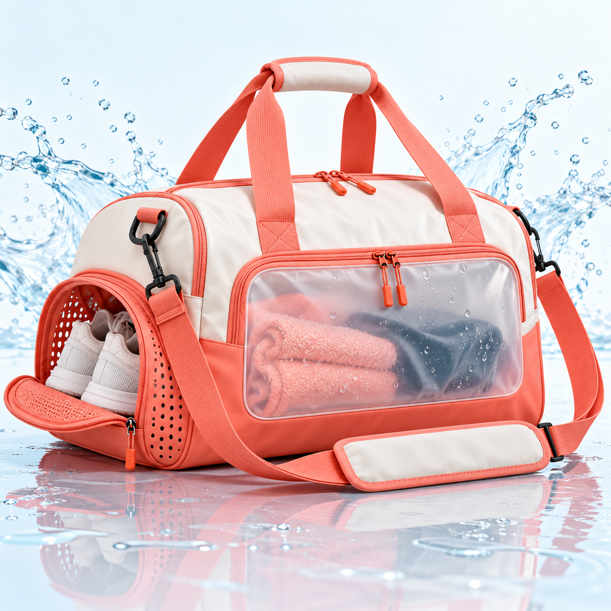 Coral Sport Swim & Gym Duffel Bag with Shoe Compartment