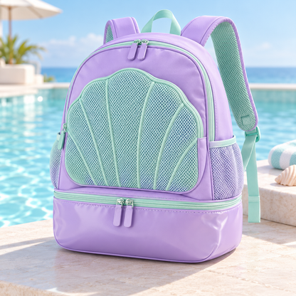 Lavender Shell Swim & Gym Backpack with Bottom Compartment